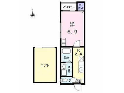 アビー・ロード(1K/1階)の間取り写真