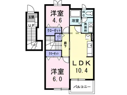 ヒルズ4(2LDK/2階)の間取り写真