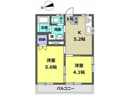 ヴァレーPART1(2K/1階)の間取り写真