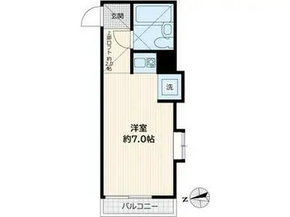 DSハイツⅢ(ワンルーム/2階)の間取り写真