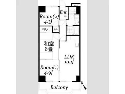 シュターンハイム第一(3LDK/9階)の間取り写真