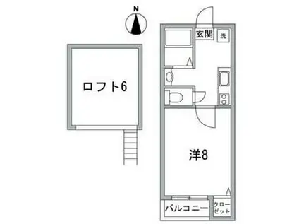 グリーンフォレスト(1K/2階)の間取り写真