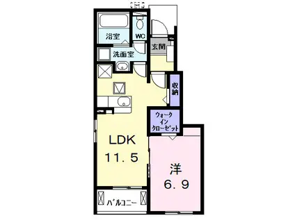 ヒカルサ名古屋港区大西Ⅰ(1LDK/1階)の間取り写真