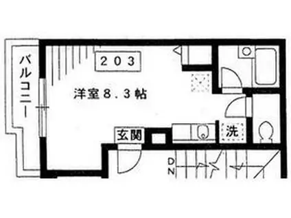 ロイヤルライオンヴィレッジPART6ロイヤルライオンビレッ(ワンルーム/2階)の間取り写真