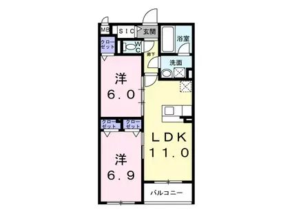セレーシア北小岩(2LDK/2階)の間取り写真