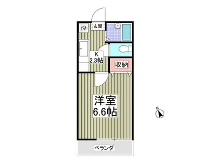 ベルエアーハイツⅠ号棟(1K/1階)の間取り写真