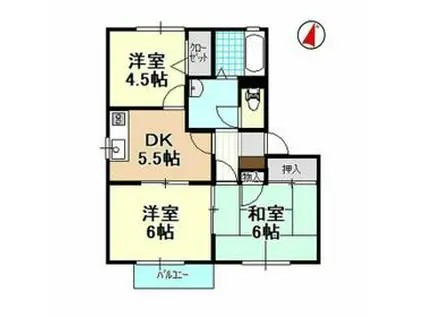 プラースⅡ(3DK/2階)の間取り写真