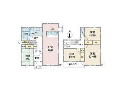 樽見鉄道 東大垣駅 徒歩8分 2階建 築18年(4LDK)の間取り写真