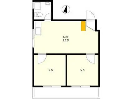 北沢ハイム(2LDK/4階)の間取り写真