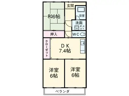 AVENUEⅡ(3DK/2階)の間取り写真