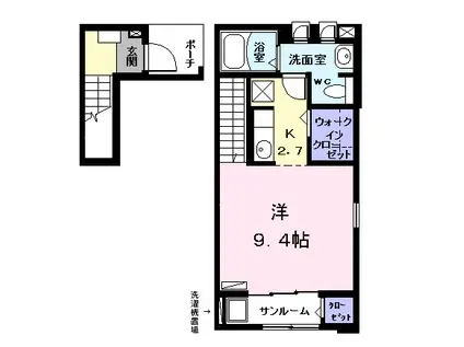 エテルノ・プラシード Ⅰ(ワンルーム/2階)の間取り写真