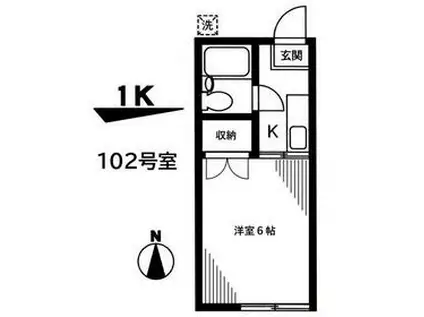 ヒューマンハイツ高木(1K/1階)の間取り写真