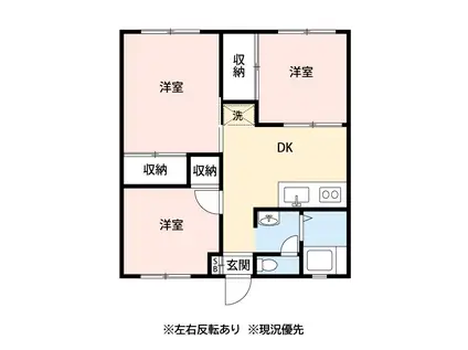 パストラル湘南Ⅰ・Ⅱ(3DK/2階)の間取り写真