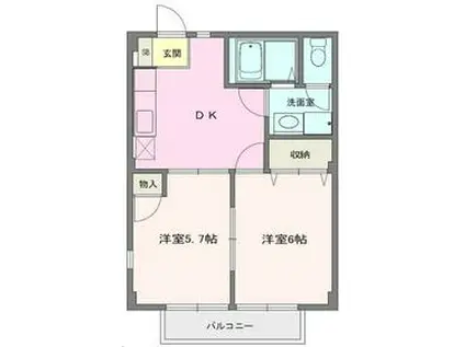 シャンガッセ(2DK/2階)の間取り写真