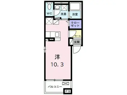 アリステラ(ワンルーム/2階)の間取り写真