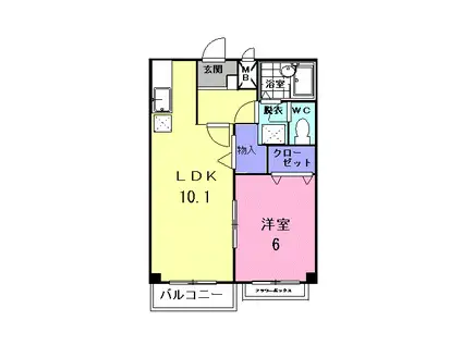 ニューエルディム小松(1LDK/2階)の間取り写真