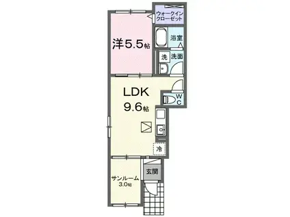 ヒカルサ藤枝茶町Ⅱ(1LDK/1階)の間取り写真