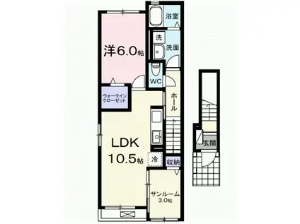 ヒカルサ藤枝茶町Ⅱ(1LDK/2階)の間取り写真