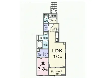 サングレイス(1LDK/1階)の間取り写真