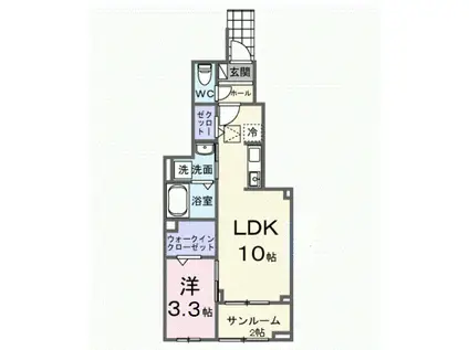 サングレイス(1LDK/1階)の間取り写真