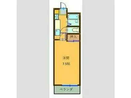 ラセールミスⅡ(1K/2階)の間取り写真