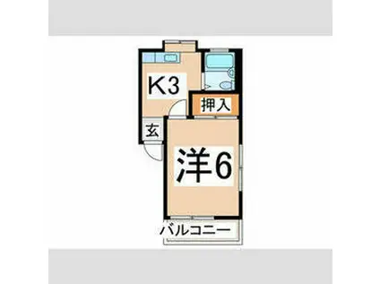 フローラ F(1K/1階)の間取り写真