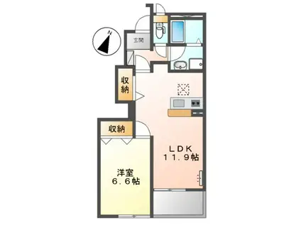 プリベールⅢ(1LDK/1階)の間取り写真