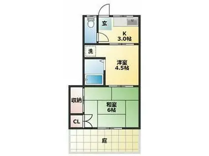 よろこび荘1号棟(2K/1階)の間取り写真