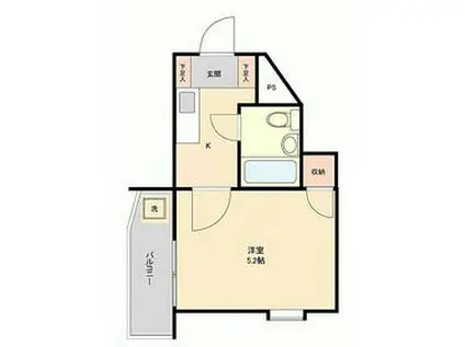 ハイタウン横浜東(1K/2階)の間取り写真