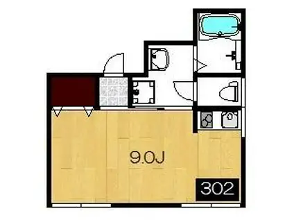 WILL五貫目(ワンルーム/3階)の間取り写真