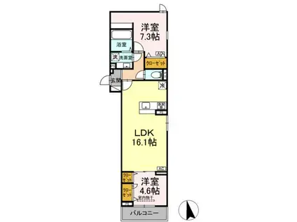 セレスティア竹ノ塚Ⅱ(2LDK/3階)の間取り写真