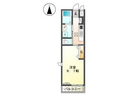 ニース アヴェール(1K/1階)の間取り写真