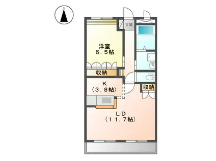 ミロワール赤坪(1LDK/1階)の間取り写真