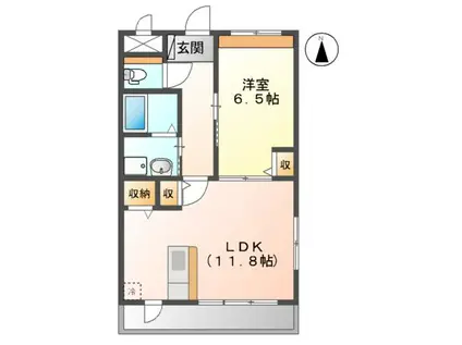BLESSING WIND絆(1LDK/3階)の間取り写真