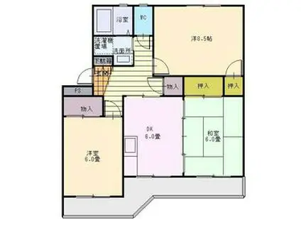 YKハイム北安東(3DK/2階)の間取り写真