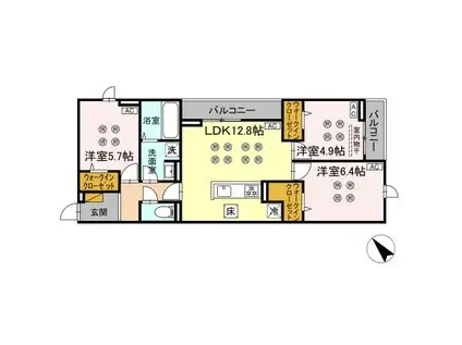 D-KISARIA WⅠ(3LDK/1階)の間取り写真