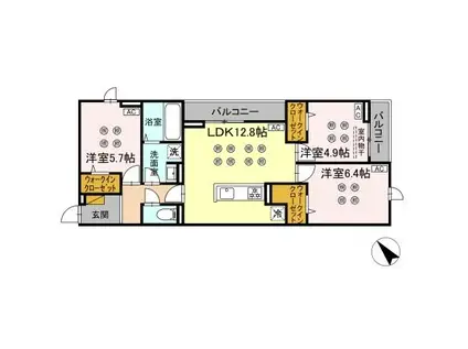 D-KISARIA WⅠ(3LDK/3階)の間取り写真