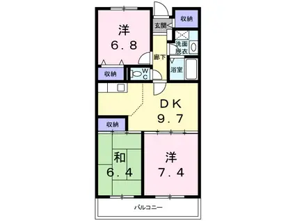 プラムハウス(3DK/2階)の間取り写真