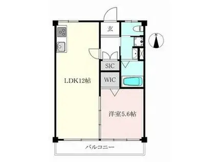 高輪ハイツ(1LDK/3階)の間取り写真