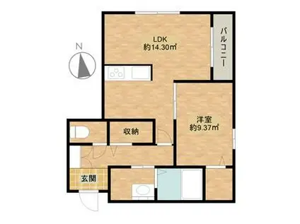 シャーメゾン池田旭丘 イースト(1LDK/1階)の間取り写真