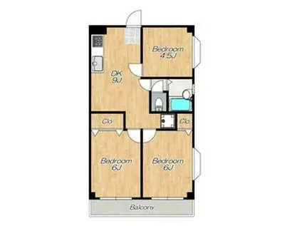 メゾン・ド・若松Ⅰ(3DK/2階)の間取り写真