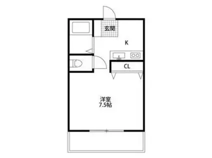 ドリームAZ Ⅴ(1K/2階)の間取り写真