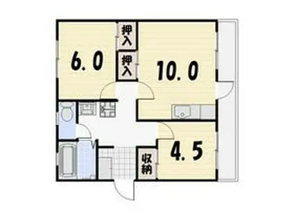 イーストパレス南新屋(2LDK/4階)の間取り写真