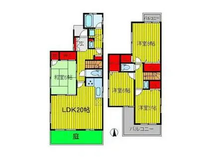 常磐線 柏駅 バス乗車時間:17分 高田車庫バス停で下車 徒歩5分 2階建 築17年(4LDK)の間取り写真