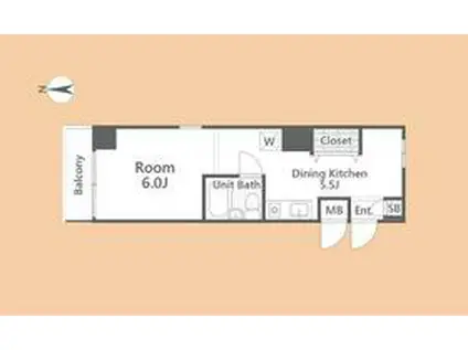 メゾンユーフラテス(ワンルーム/4階)の間取り写真