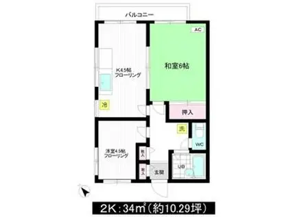 メゾン モモ(2K/1階)の間取り写真