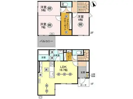高崎線 高崎駅(JR) 徒歩19分 2階建 築1年(3LDK)の間取り写真