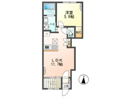 グラン ミツ(1LDK/1階)の間取り写真