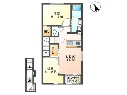 グラン ミツ(2LDK/2階)の間取り写真