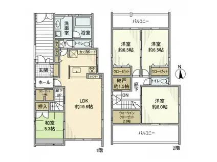 愛知高速東部丘陵線 杁ケ池公園駅 徒歩5分 2階建 築11年(4LDK)の間取り写真